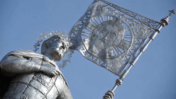 Памятник Александру Невскому, открытие которого состоялось на площади у Кафедрального собора Казанской иконы Божией Матери в Чите