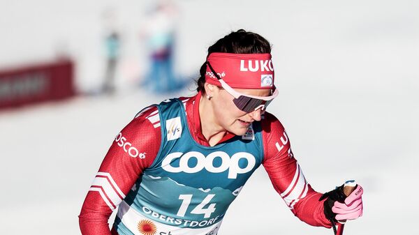 Юлия Ступак на дистанции спринта свободным стилем в квалификации соревнований по лыжным гонкам среди женщин на чемпионате мира-2021 по лыжным видам спорта в немецком Оберстдорфе.