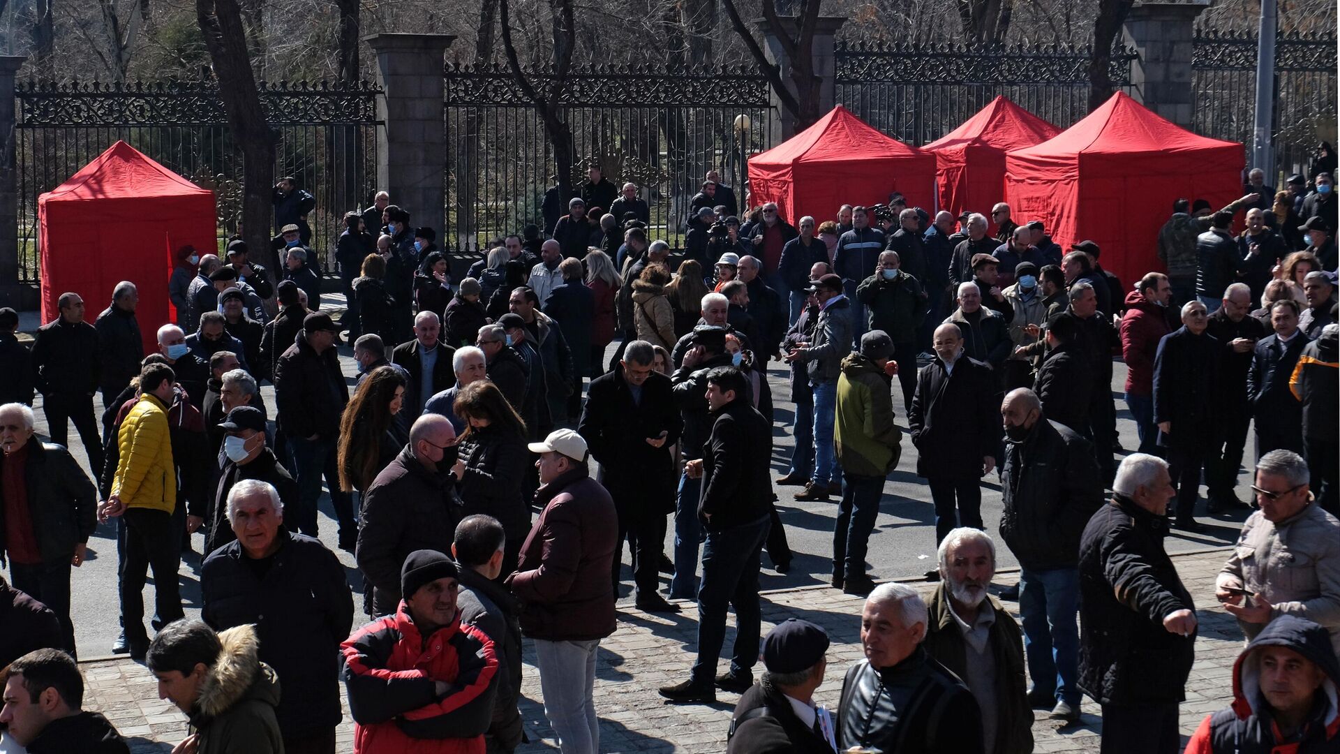 Участники митинга оппозиции на проспекте Баграмяна в Ереване - РИА Новости, 1920, 27.02.2021