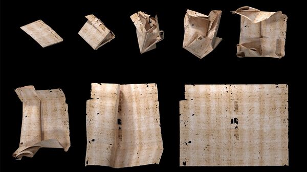 Сгенерированная компьютером последовательность разворачивания запечатанного письма XVII века