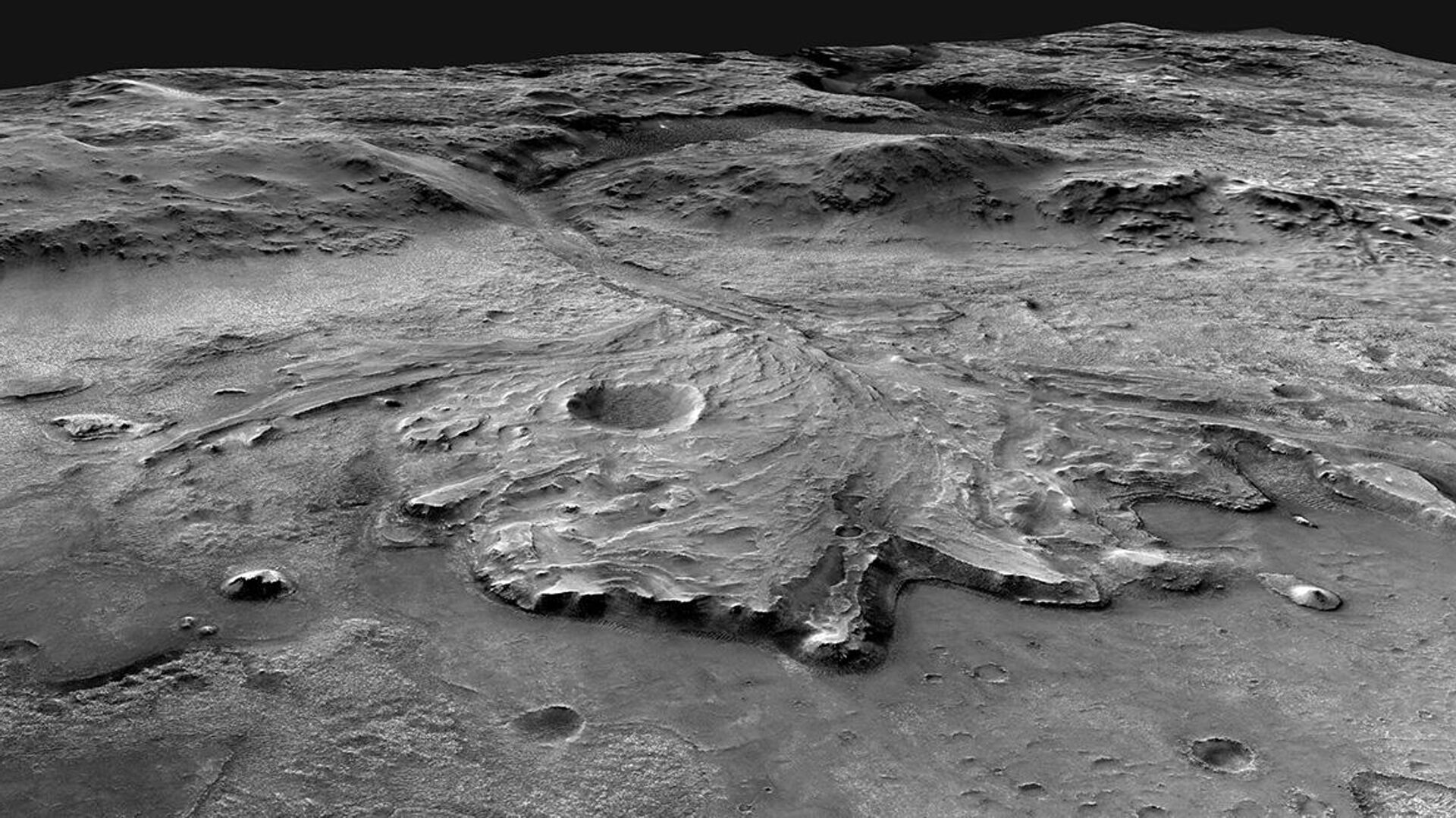 Дельта древней реки на поверхности Марса - РИА Новости, 1920, 17.03.2021