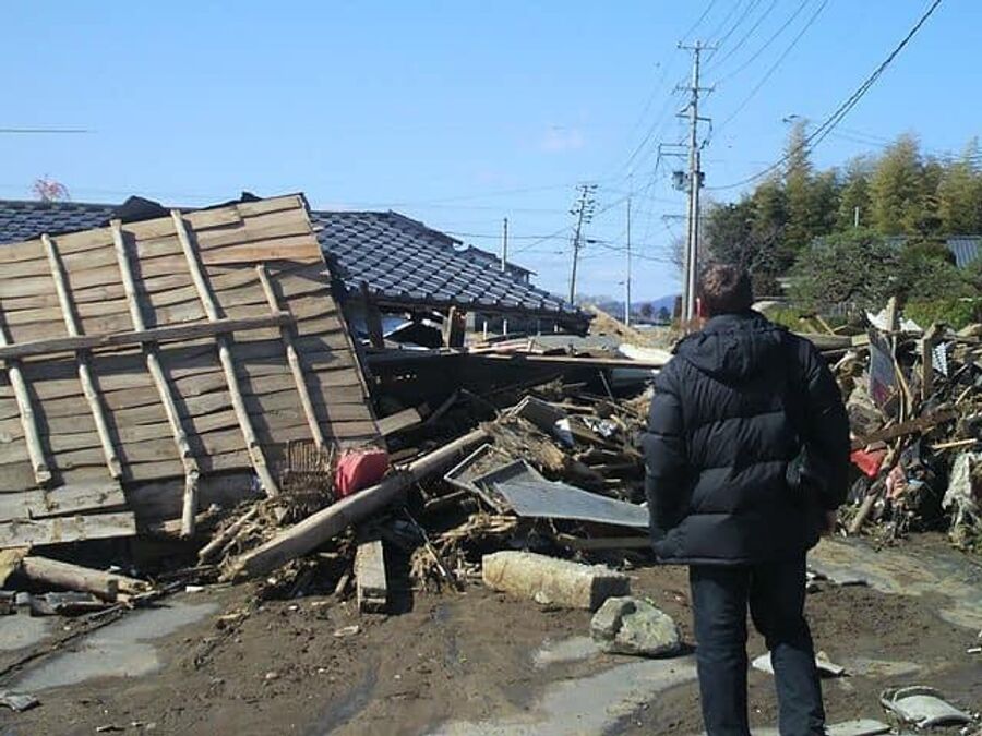 Город Минамисома после землетрясения и цунами 11 марта 2011