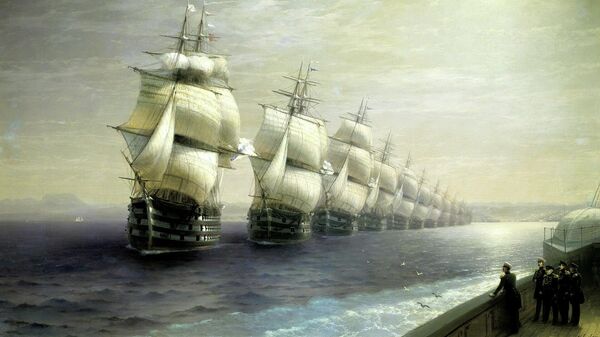 Смотр Черноморского флота в 1849 году. Художник И. Айвазовский
