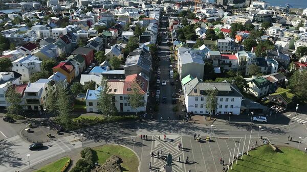 Вид на город Рейкьявик в Исландии