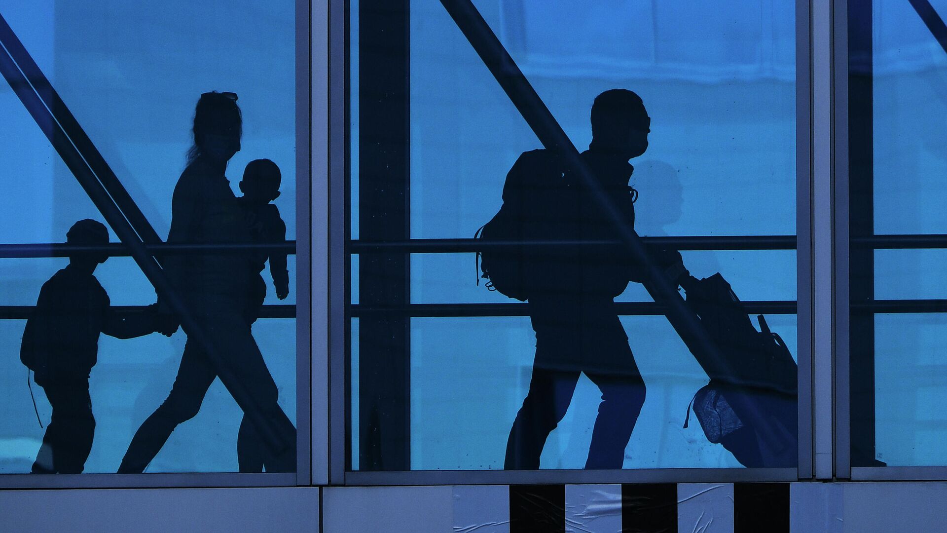 Семья в переходе терминала аэропорта Домодедово - РИА Новости, 1920, 01.11.2021