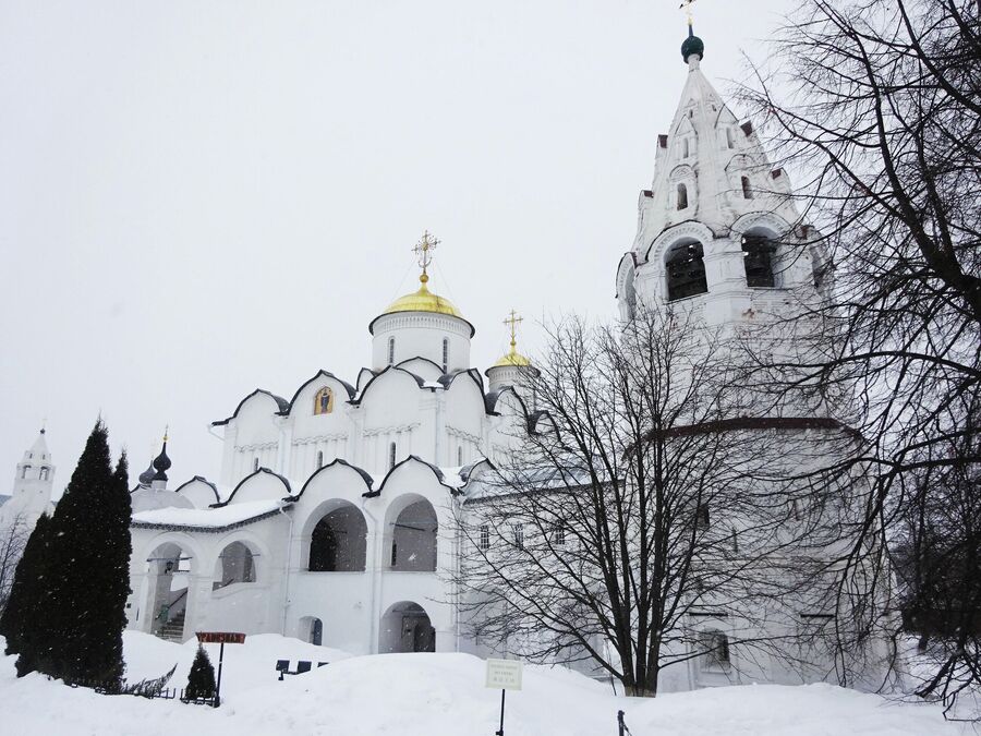 Шатровая колокольня (XVI-XVII век) и Покровский собор на территории Покровского монастыря