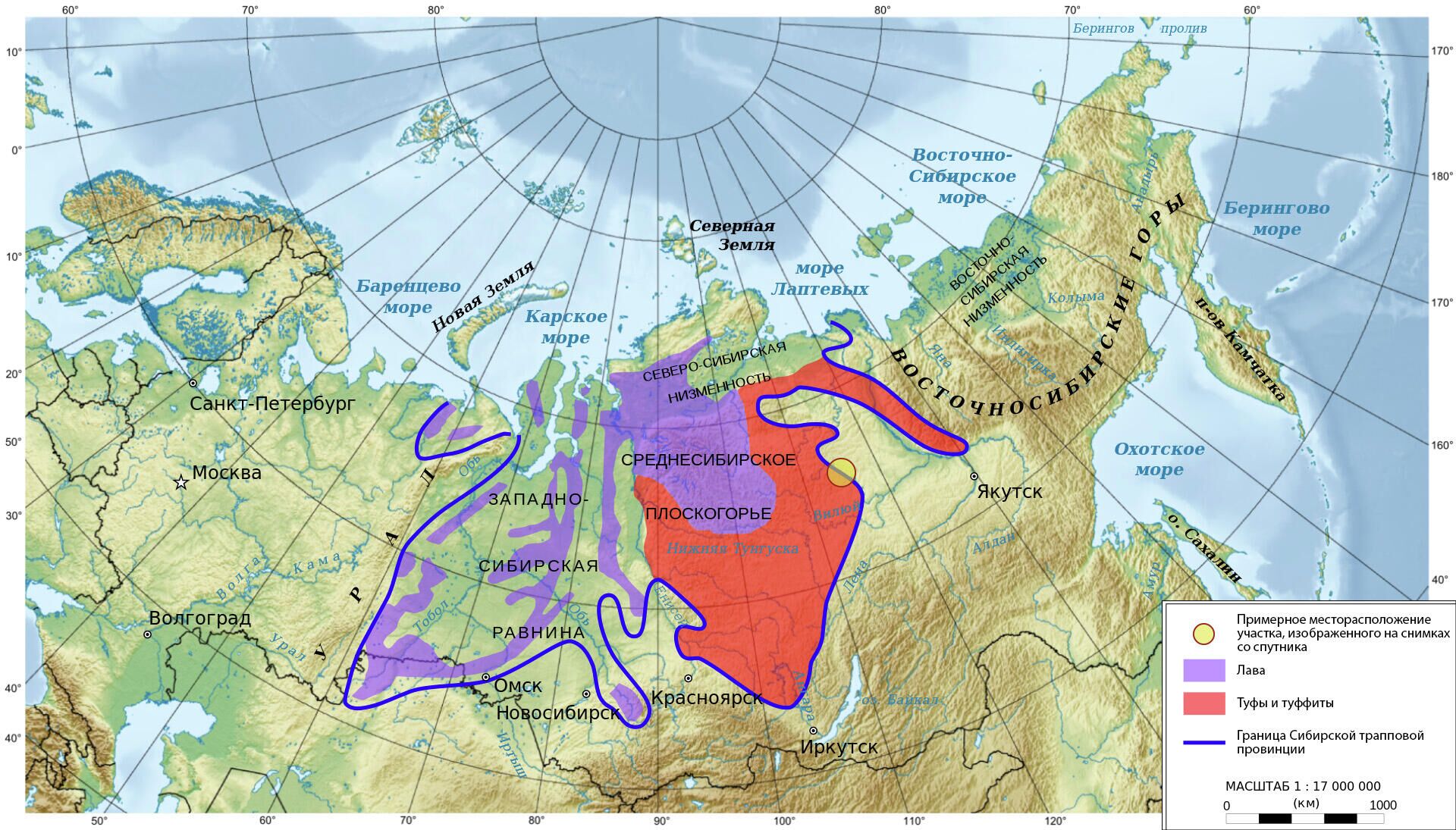 Сибирские траппы на карте