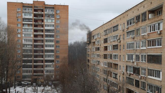 Последствия взрыва в жилом доме на улице Зеленой в Химках