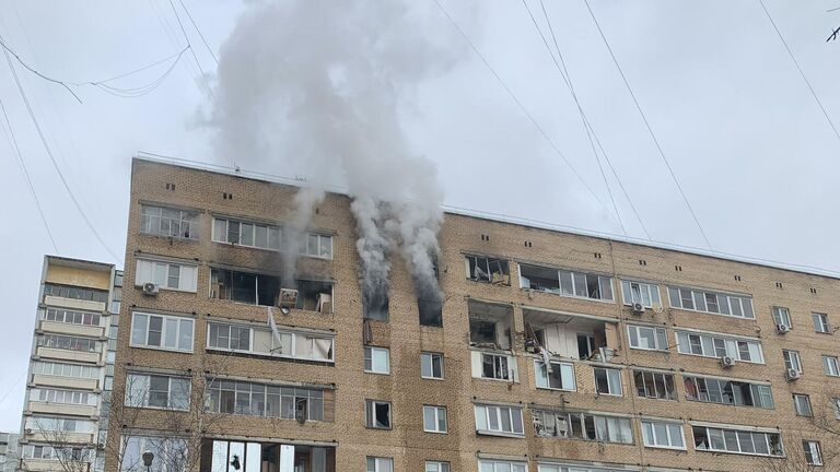 Последствия взрыва в жилом доме на улице Зеленой в Химках