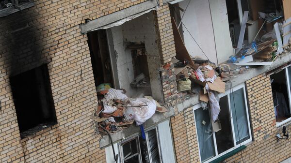 Последствия взрыва в жилом доме на улице Зеленой в Химках