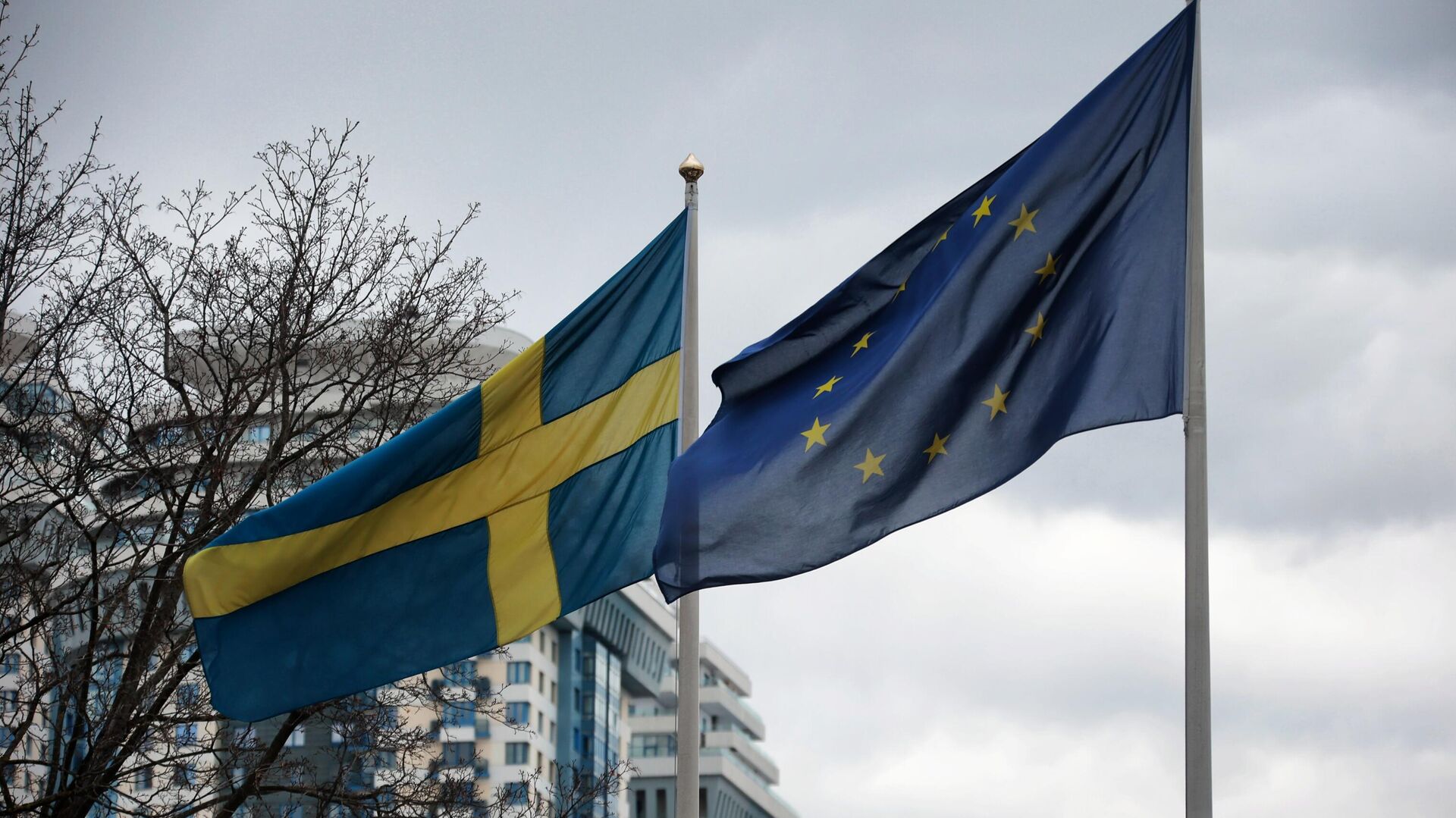 Флаги Швеции и ЕС - РИА Новости, 1920, 14.01.2024