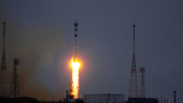 Старт ракеты Союз-2.1а с космодрома Байконур