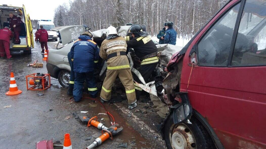 ДТП с микроавтобусом и легковым автомобилем в Вологодской области - РИА Новости, 1920, 22.03.2021