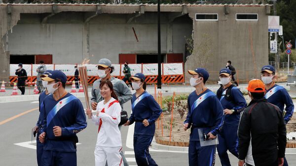 Эстафета олимпийского огня в Фукусиме.