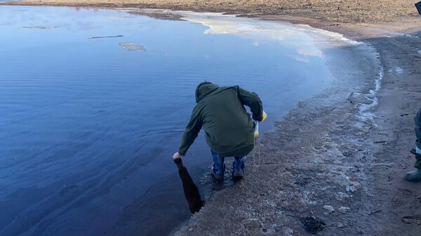 На месте разлива нефтепродуктов в акватории реки Волхов 