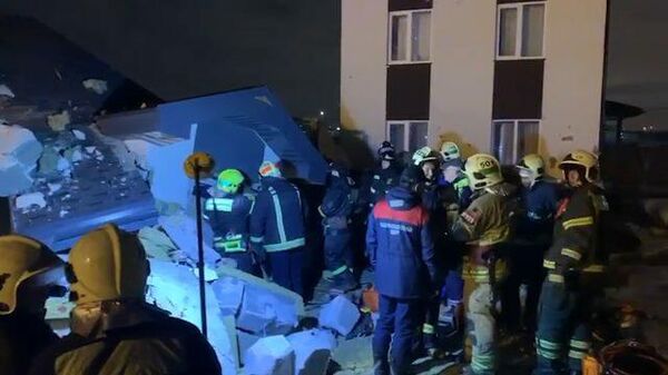 Развалины после взрыва трехэтажного дома в Новой Москве. Кадры МЧС