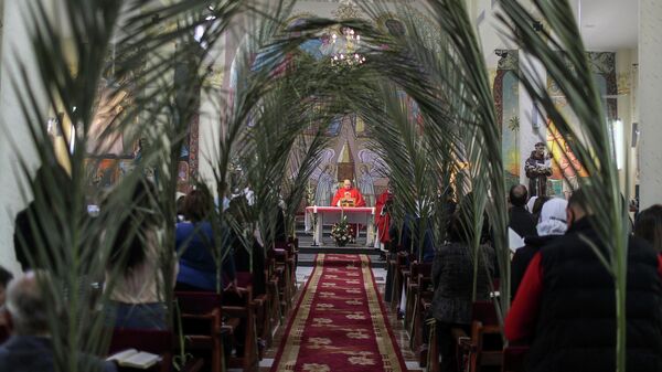 Месса в Пальмовое воскресенье в церкви города Газа