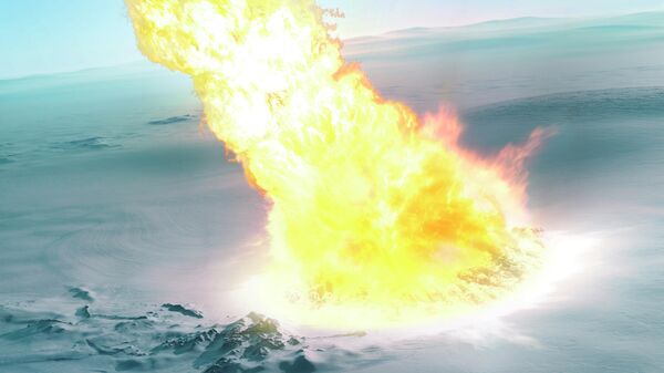 Художественное представление падения метеорита в Антарктиде, произошедшее 430 тысяч лет назад