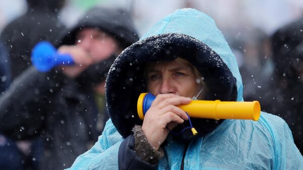 Участница акции протеста в Киеве
