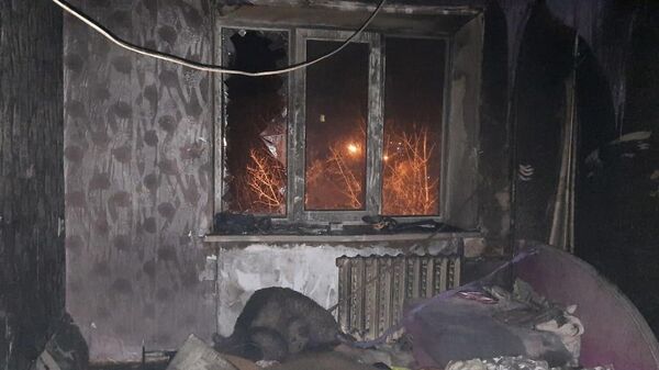 Пожар в многоквартирном доме в городе Кыштым Челябинской области