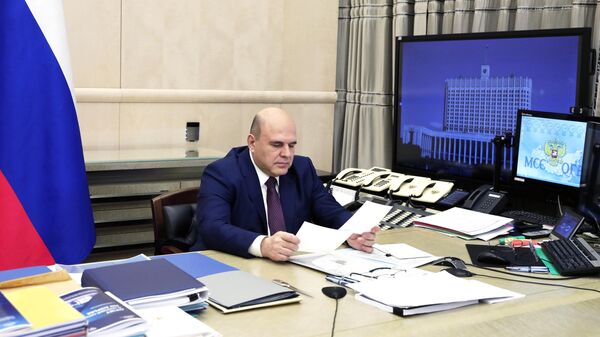 Председатель правительства РФ Михаил Мишустин проводит в режиме видеоконференции совещание с вице-премьерами