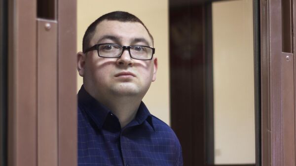 Полицейский Алексей Смирнов во время оглашения приговора в Мосгорсуде