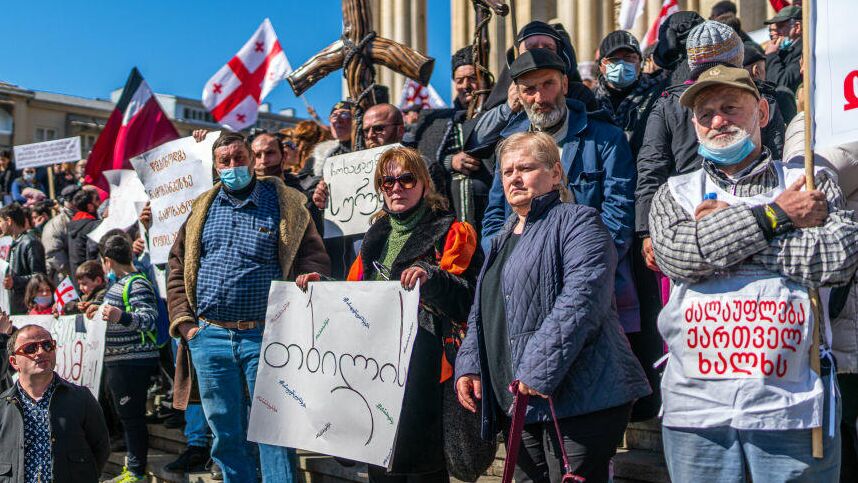 Протесты против строительства ГЭС Намахвани в Грузии  - РИА Новости, 1920, 06.04.2021