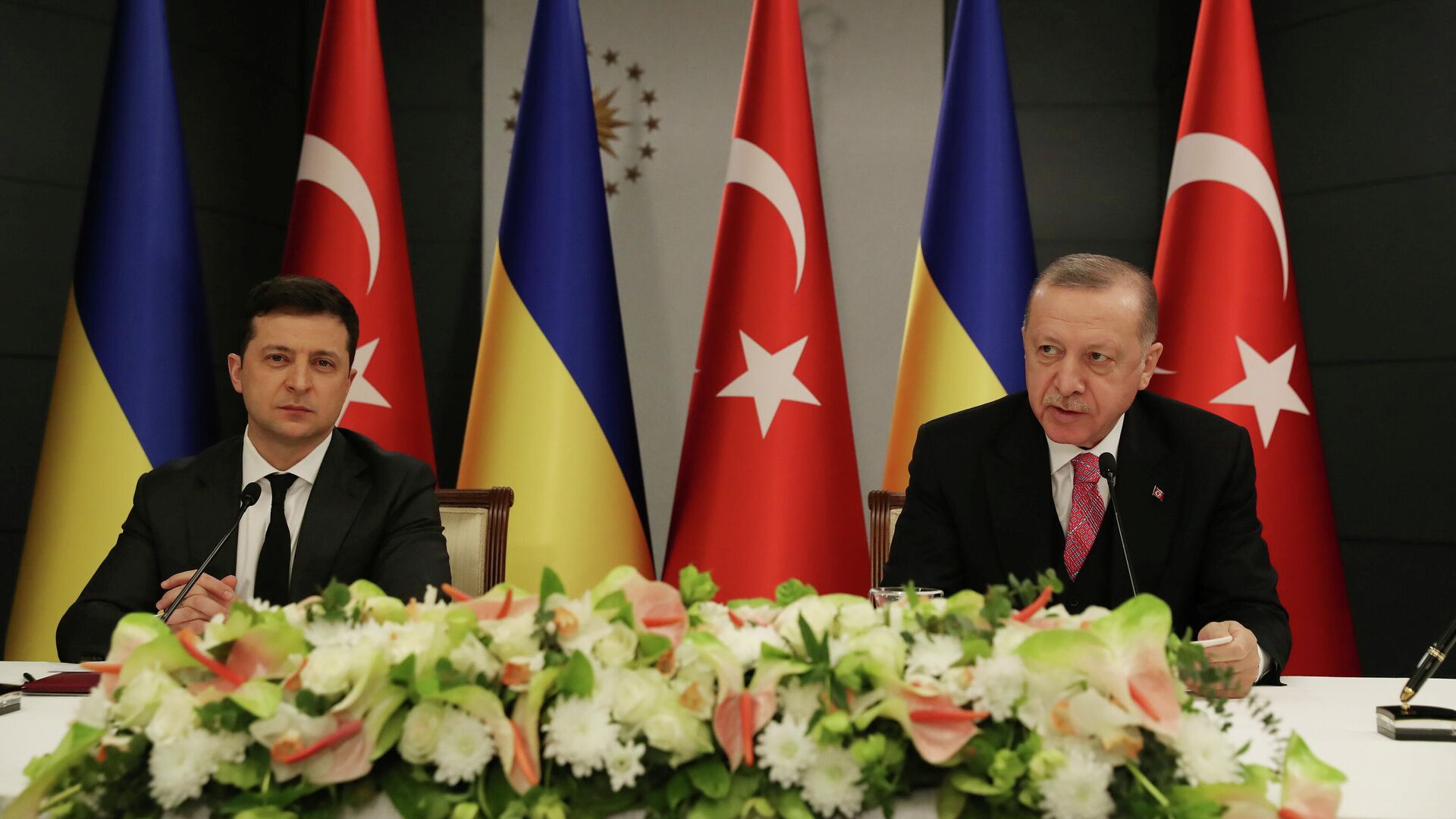 Президент Турции Тайип Эрдоган и президент Украины Владимир Зеленский во время встречи в Стамбуле, Турция - РИА Новости, 1920, 15.04.2021