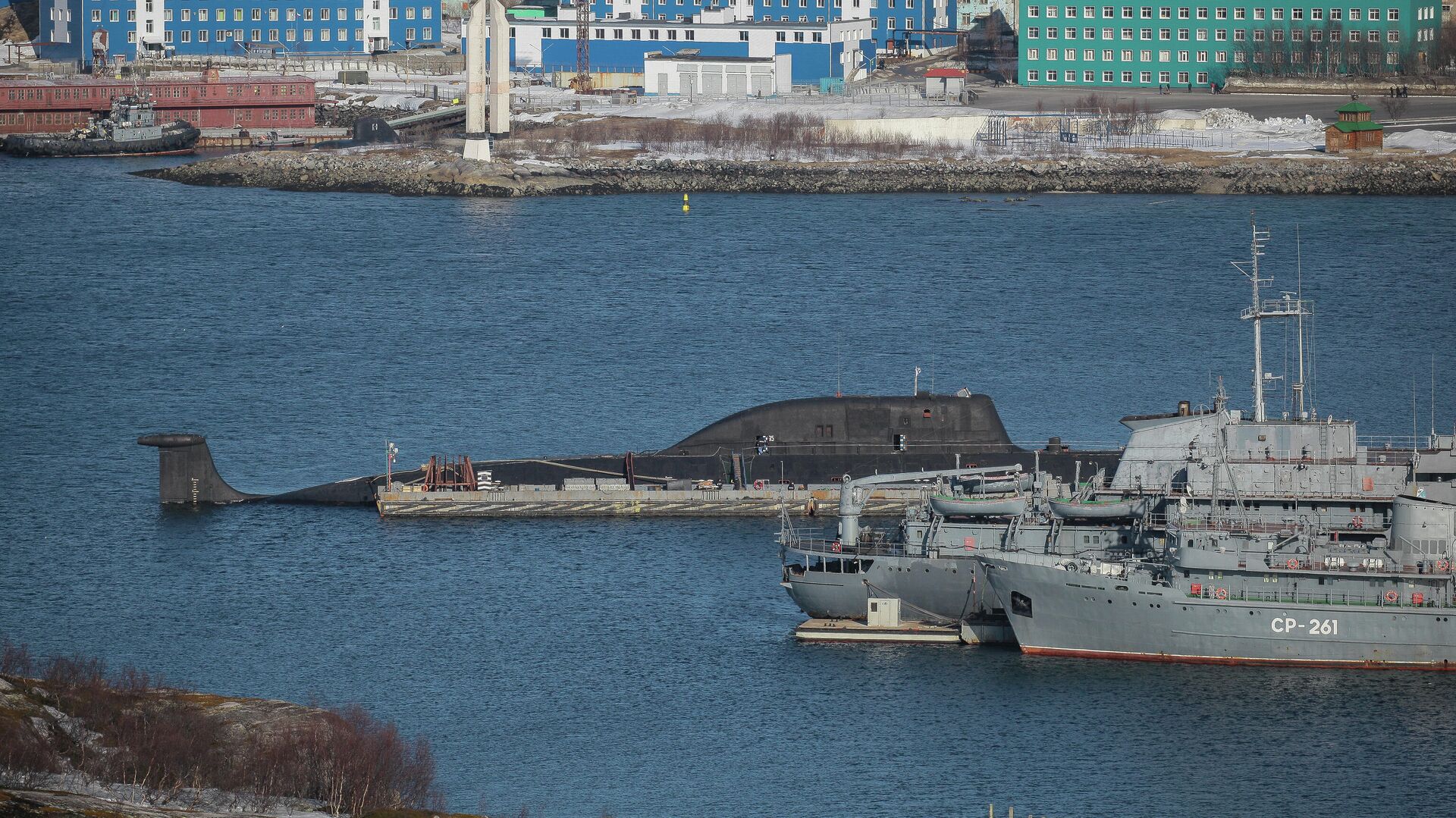 Атомная подводная лодка К-335 Гепард на причале пункта базирования Северного флота России в Гаджиево - РИА Новости, 1920, 25.04.2021