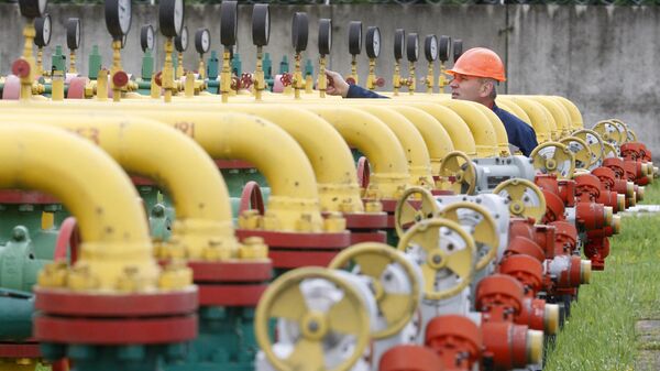 Сотрудник проверяет оборудование на Дашавском подземном хранилище газа в районе города Стрый под Львовом