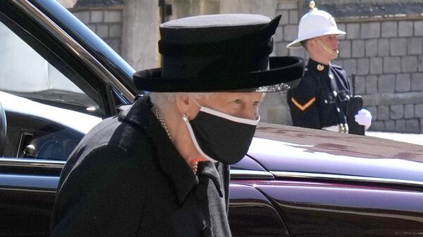 Королева Великобритании Елизавета II во время похорон своего супруга герцога Эдинбургского Филиппа