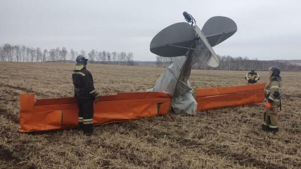 Место падения легкомоторного самолета в Иркутской области