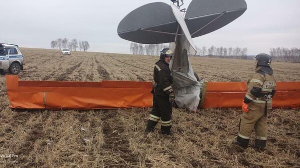 Место падения легкомоторного самолета в Иркутской области