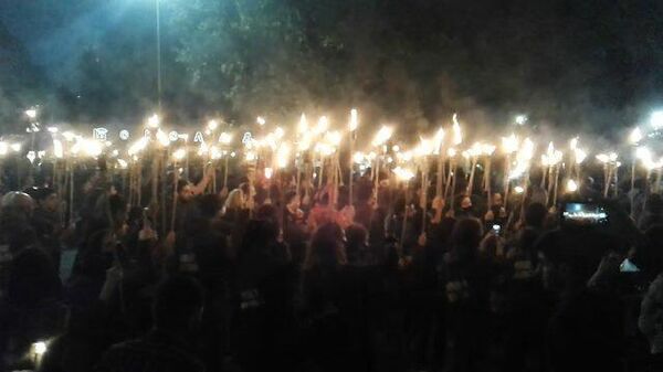 Факельное шествие в Ереване в День памяти геноцида армян