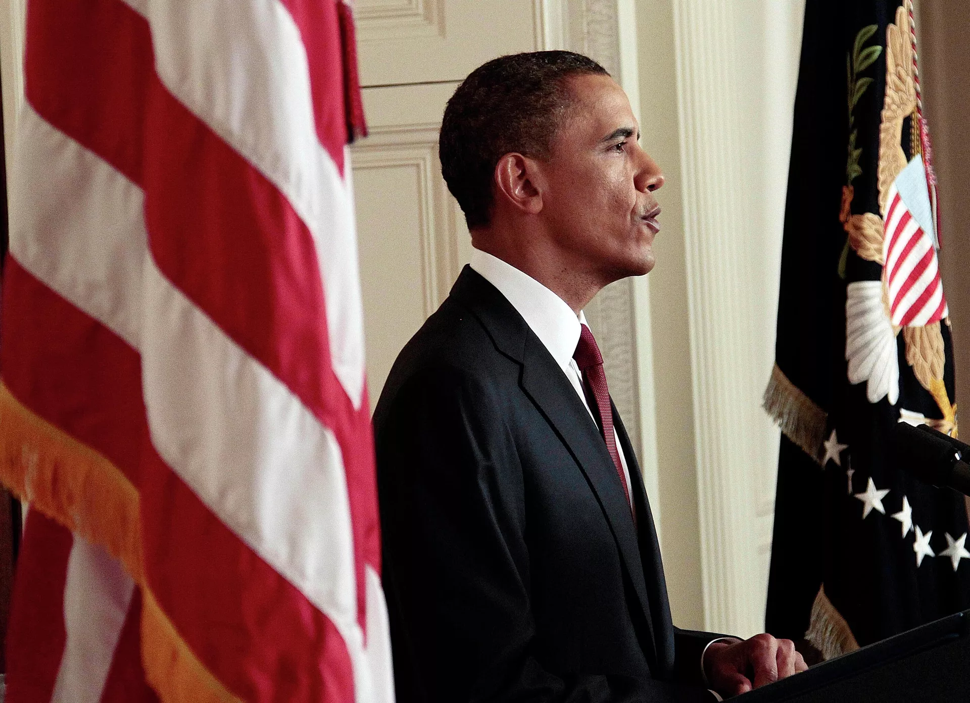 Президент США Барак Обама после объявления о ликвидации Усамы бен Ладена. 2 мая 2011  - РИА Новости, 1920, 07.02.2024