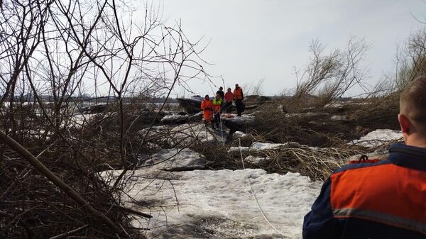 Спасатели Томской областной поисково-спасательной службы эвакуировали четверых подростков с льдины на Томи в центре Томска