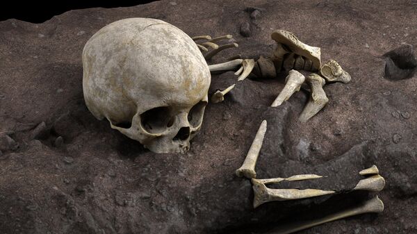 Виртуальная реконструкция расположения скелета ребенка в погребальной яме