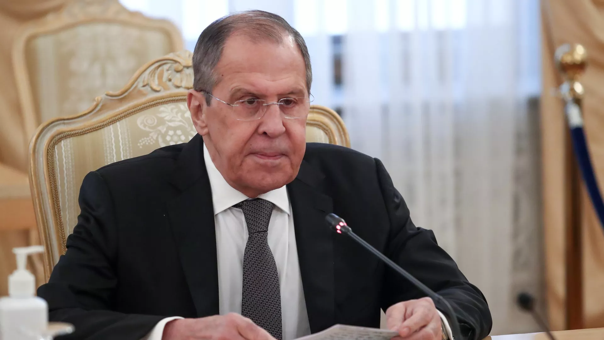 Министр иностранных дел РФ Сергей Лавров во время встречи с министром иностранных дел Государства Палестина Риядом аль-Малики в Москве - РИА Новости, 1920, 17.05.2021