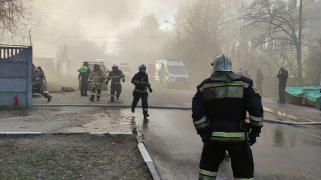 Пожар в сварочном цехе в Мытищах