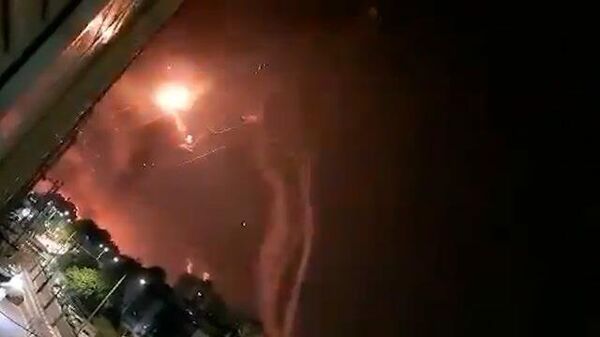 Кадры работы израильской системы ПРО «Железный купол» во время ракетной атаки ХАМАС