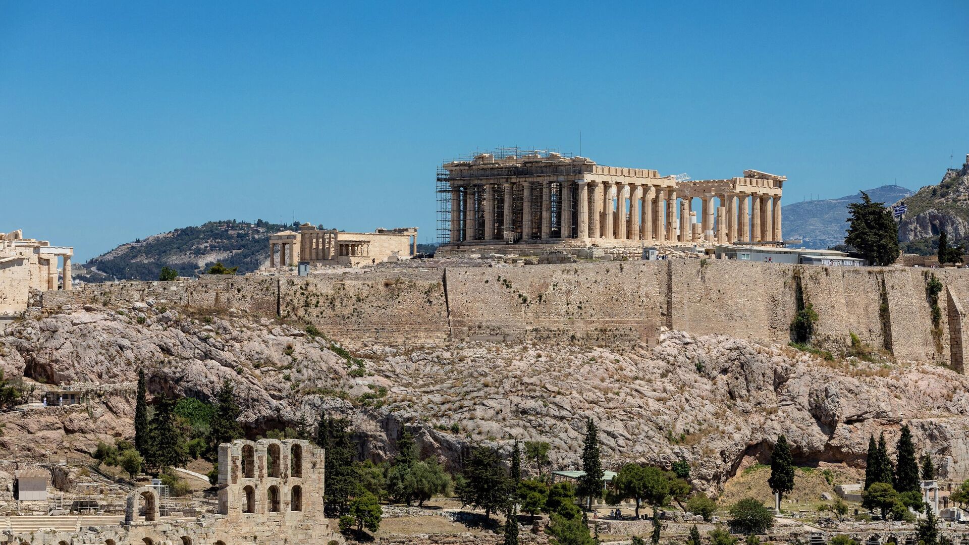 Парфенон - памятник античной архитектуры, древнегреческий храм, расположенный на афинском Акрополе - РИА Новости, 1920, 12.06.2021