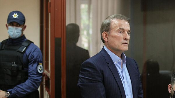Виктор Медведчук, подозреваемый в госизмене и расхищении национальных ресурсов, на заседании Печерского суда Киева