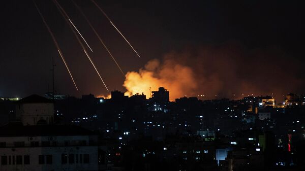 Ракетный удар Израиля по территории сектора Газа. 14 мая 2021 