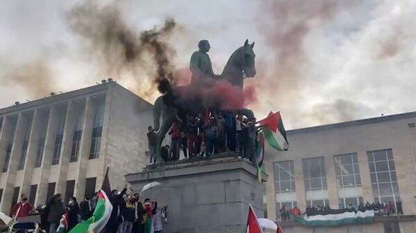Акция протеста по палестинскому вопросу  в центре Брюсселя