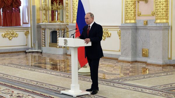 Владимир Путин выступает на церемонии вручения верительных грамот
