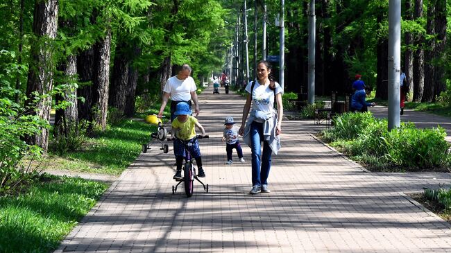 Отдыхающие в парке в Москве