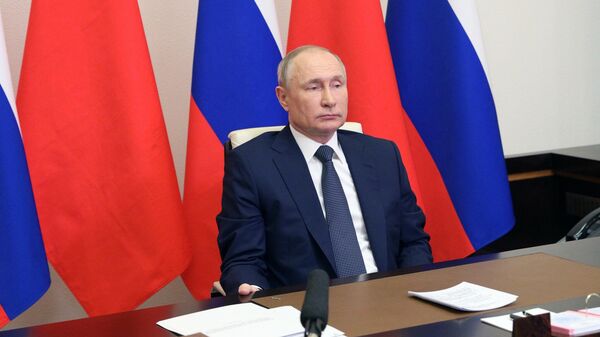 Президент России Владимир Путин принимает участие в церемонии начала реализации проекта двустороннего сотрудничества в области ядерной энергетики