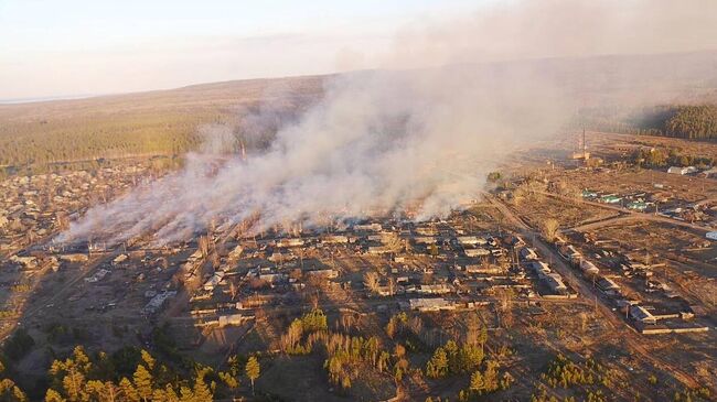 Пожар в поселке Дальний в Иркутской области