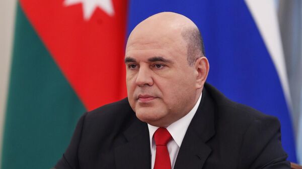 Председатель правительства РФ Михаил Мишустин во время переговоров с премьер-министром Азербайджана Али Асадовым