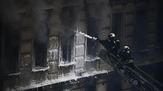 Пожар в центре Москвы